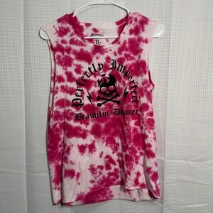 Bundle Beautiful Disaster Tie Dye Skull Graphic Muscle Tank Top Womens XL